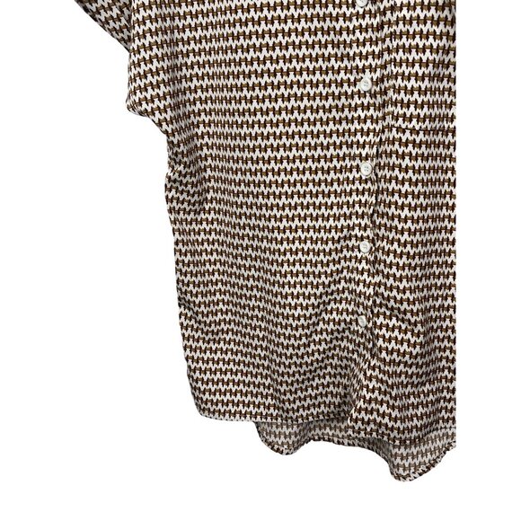 SHEIN Womens XS Brown Button Down Short Sleeve Blouse Casual Workwear - Picture 6 of 9